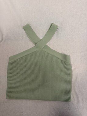 Dreamers by Debut Halter Crop Top Size M Mint Green Ribbed Knit Tank New NWT